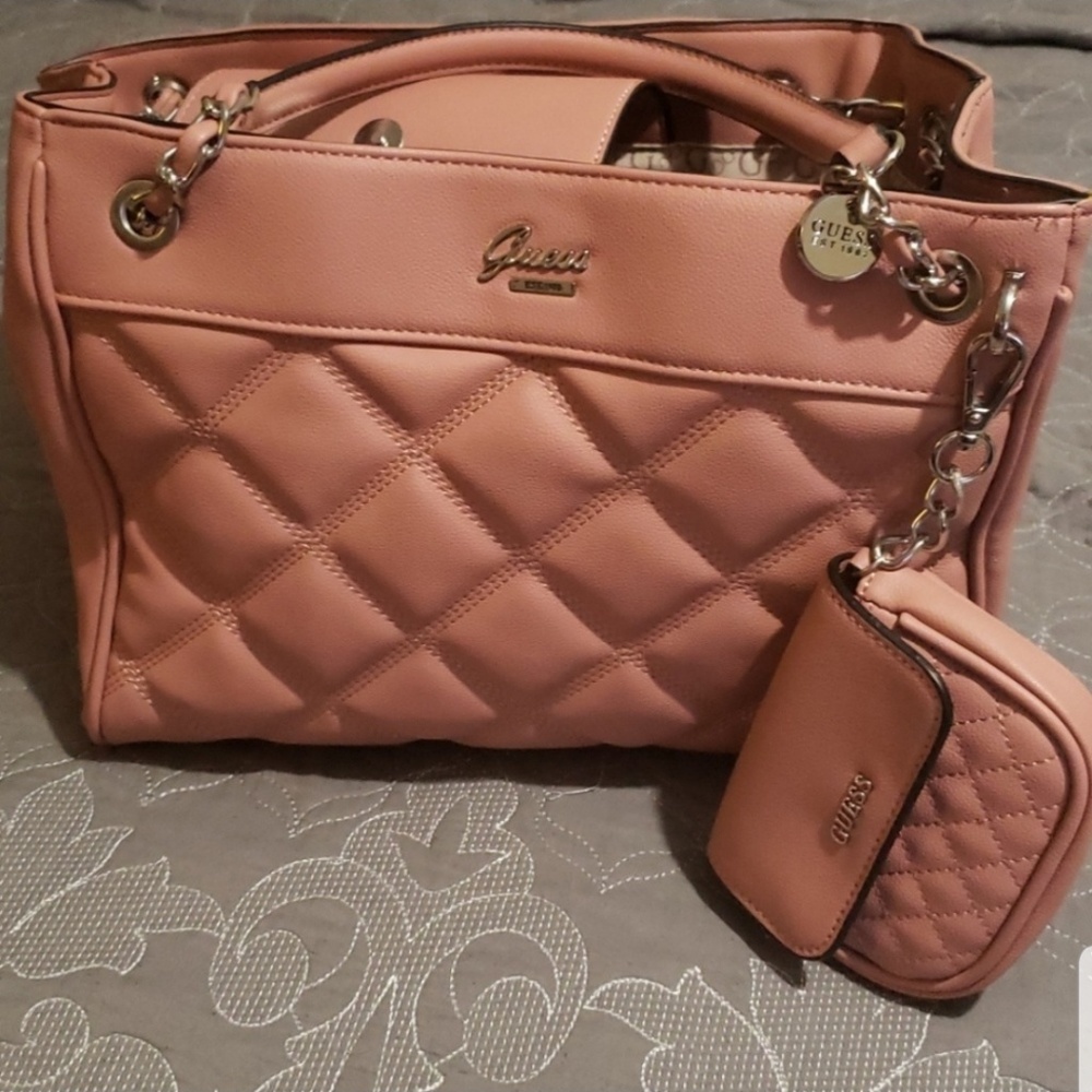 Quilted Pink Guess Shoulder Bag